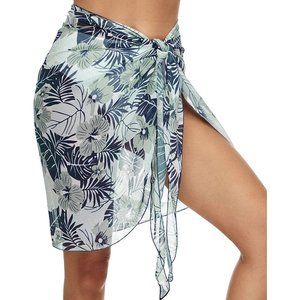Milkfeel Swimsuit Coverup Chiffon Orange And‎ Blue Prints Medium New 2 Pack